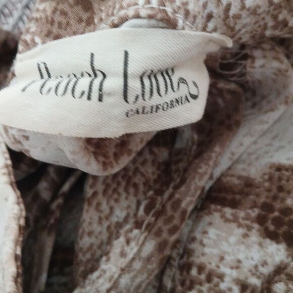 Peach Love  California tan white snakeskin print long sleeve blouse  Sz L NWOT - Picture 6 of 7